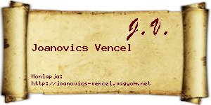 Joanovics Vencel névjegykártya